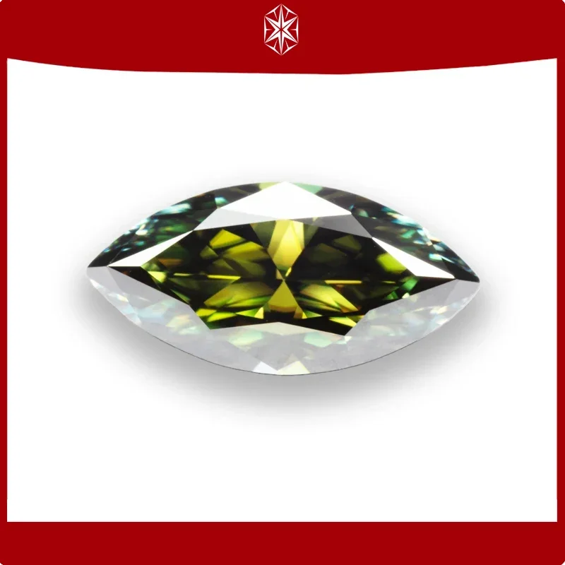 

Moissanite Stone Marquise Cut Natural Yellow Green Color Advanced Charms Jewelry Rings Earrings Making with GRA Certificate