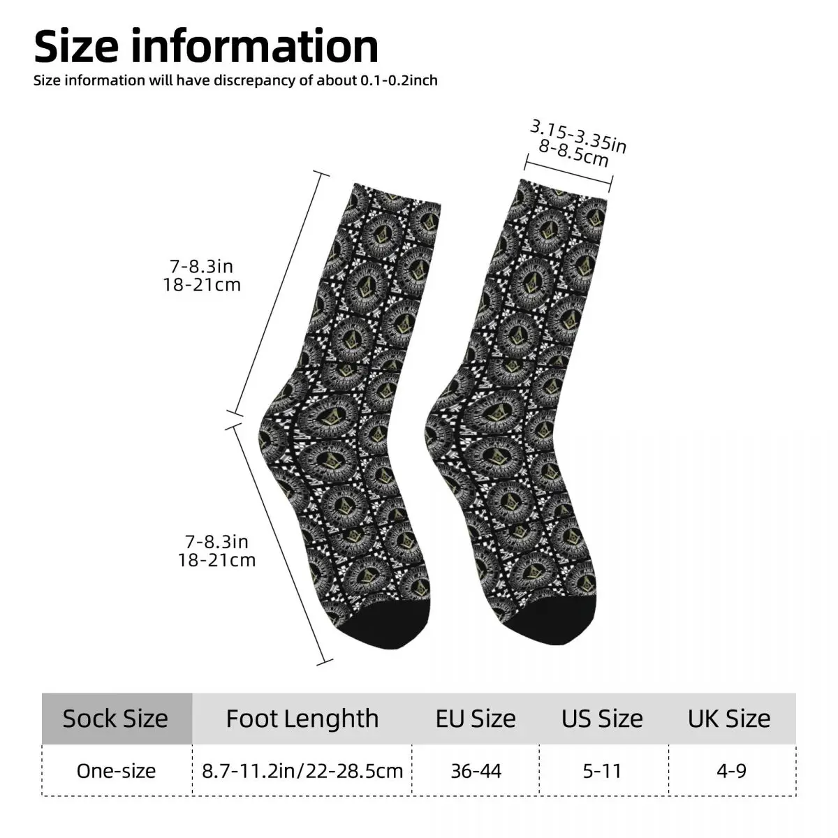 Masonic Mason Freemason Pattern Dress Socks Mens Womens Warm Funny Novelty Crew Socks