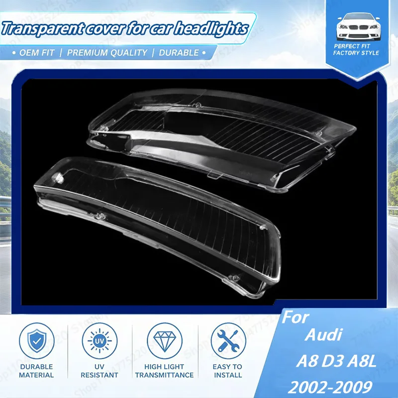 Left/Right Side Front Headlight Lampshade Transparent Headlight Lens Lampshade Cover For Audi A8 D3 A8L 2002-2009