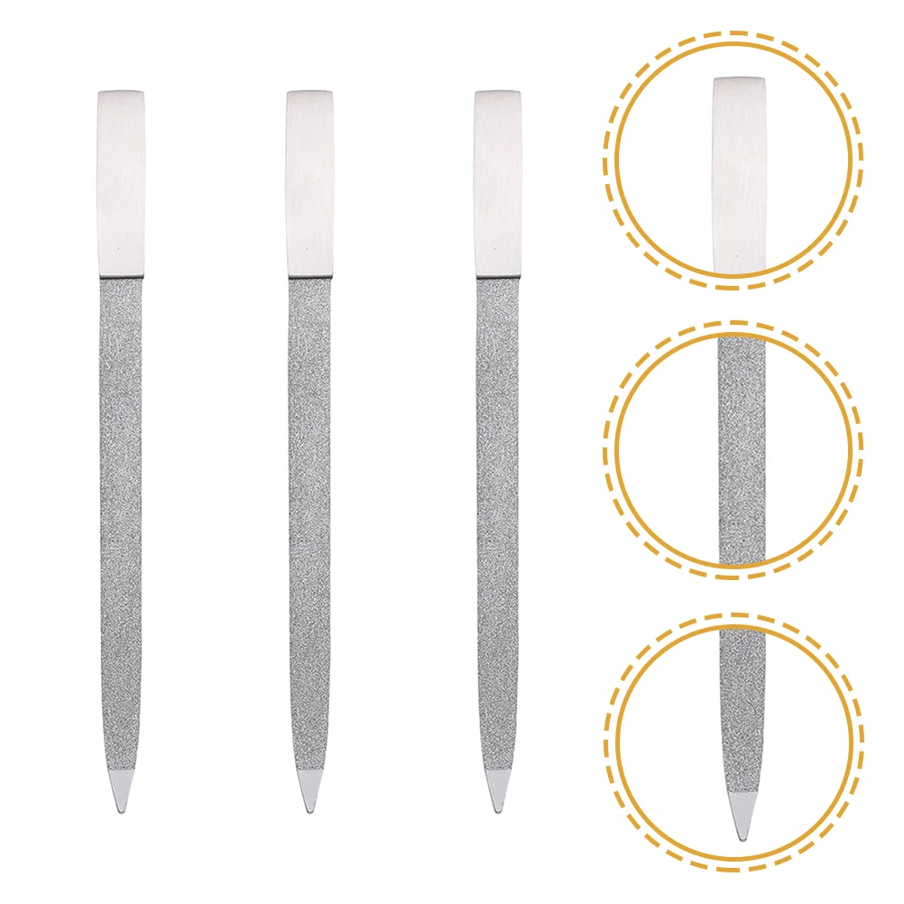 3 Pcs Double Sided Nail File Manicure Files Metal Trimmer Tools Salon Fingernail