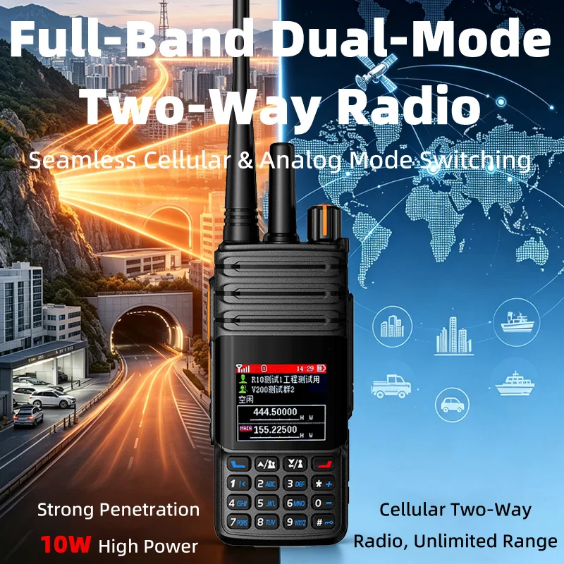 MOTOLOLA 4G POC Dual-Mode Walkie Talkie 10W High Power Analog UHF VHF Two Way Radio Full Band  With Lifetime Free SIM Card