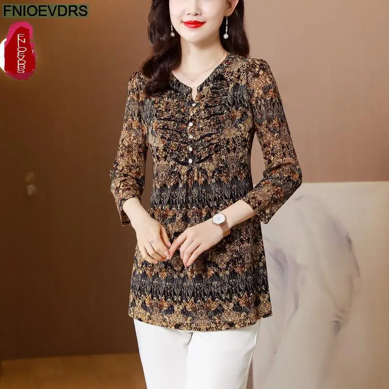 L-2XL 2023 Women Summer Hot Elegant Office Lady Work Button Shirt Casual Floral Print Tunic Peplum Tops And Blouses