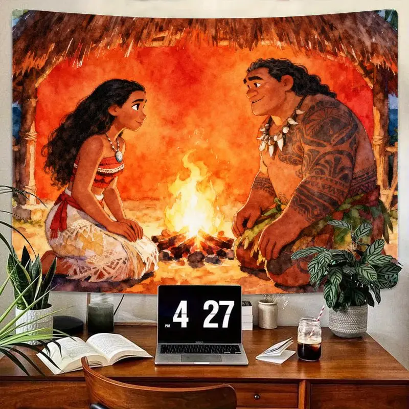 

1 шт. гобелен Disney Moana Maui для костра, акварельные полинезийские приключения, настенное искусство, полиэстер, декор комнаты, подарок для детей, девочек, Bedr