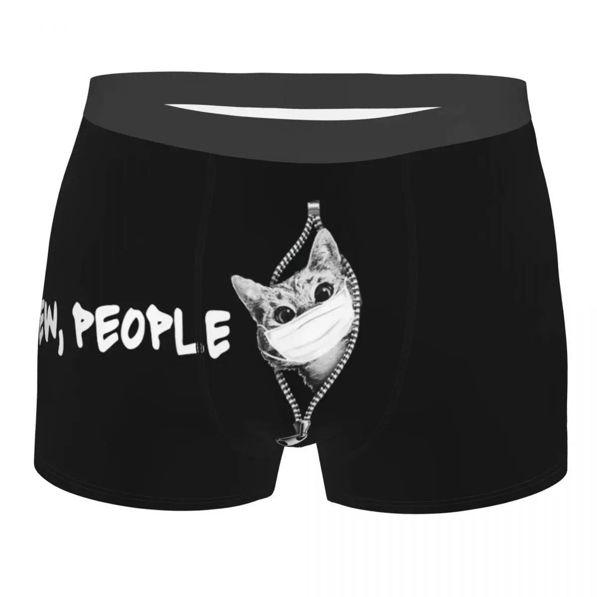 

Man Boxer Briefs Shorts Panties Cat Zipper Ew People Breathable Underwear Cute Cat Lover Homme Printed Plus Size Underpants