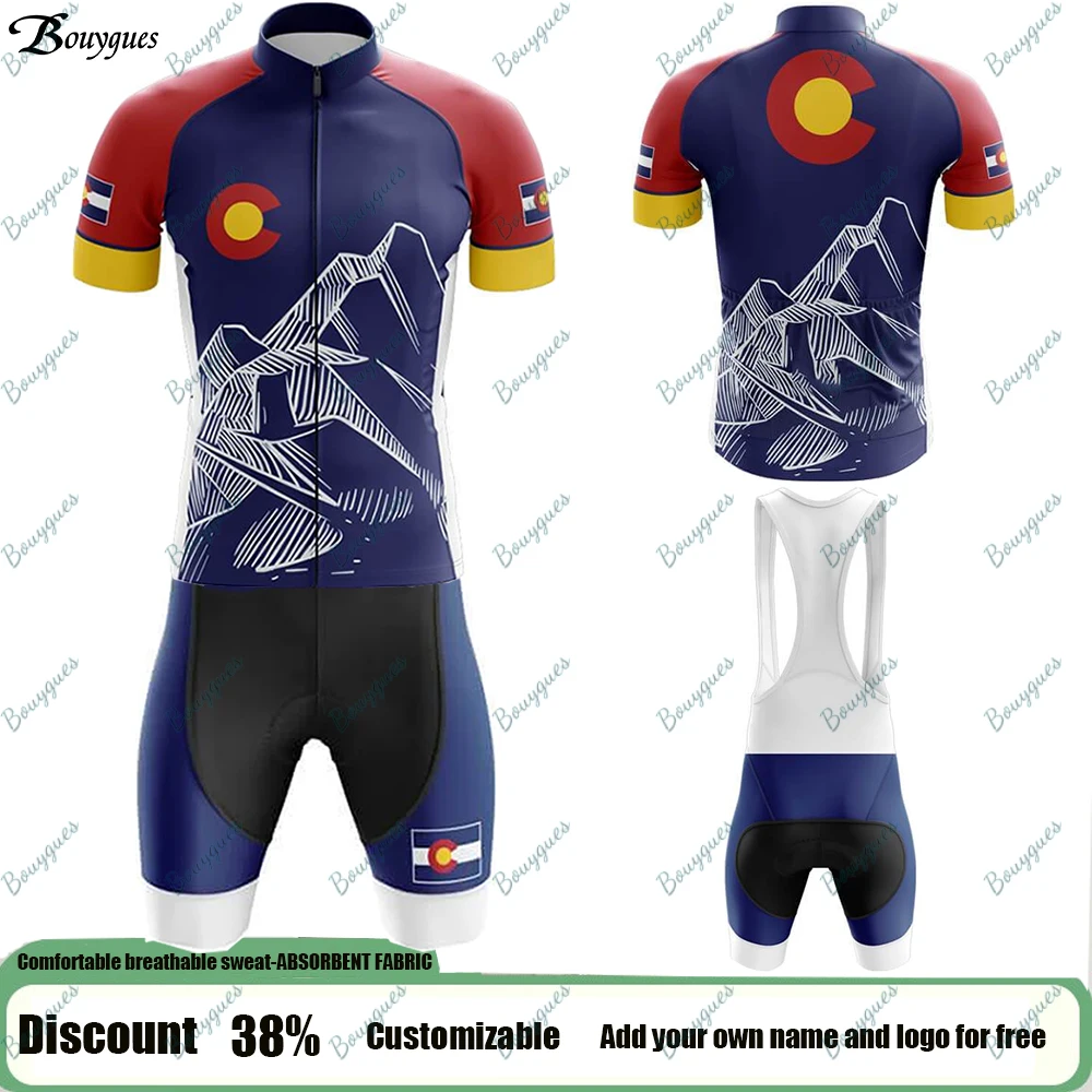 

Новая командная веломайка и шорты из Колорадо, мужской комплект для велоспорта с коротким рукавом, одежда для велоспорта, спортивная одежда для велоспорта