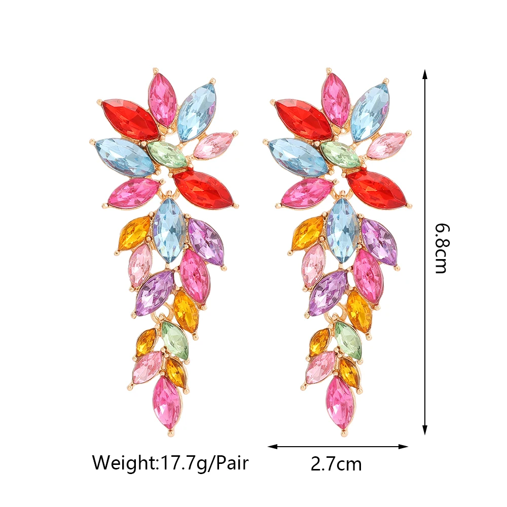 Unique Flower Design Sparkling Crystal Hanging Earrings For Women  Luxurious Charm Elegant Fairy Party Jewelry Accessories Gifts