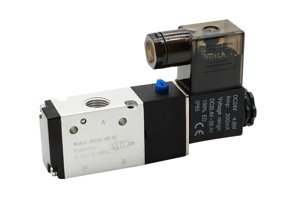 صمام لولبي 3 Way Port 2 Position 3V210-08 Pneumatic Air Solenoid Valve Electric Control Gas Magnetic Valve DC12V DC24V AC110V AC220 الغاز والوقود — تفصيل 1