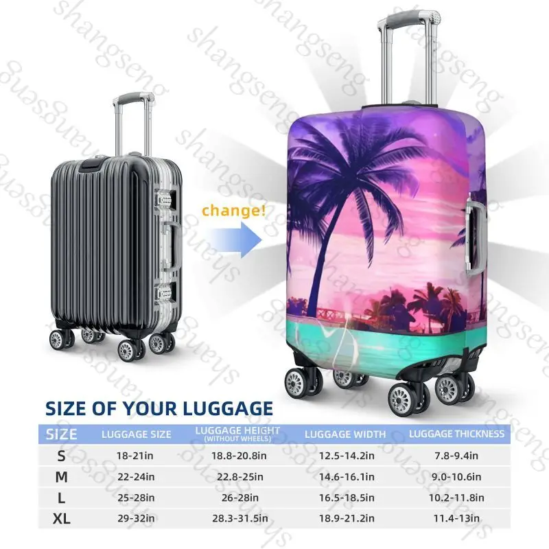 Sunset Beach Coconut Trees Travel suitcase protective case, suitcase cover, elastic protection, washable Luggage cover, 18-32 in