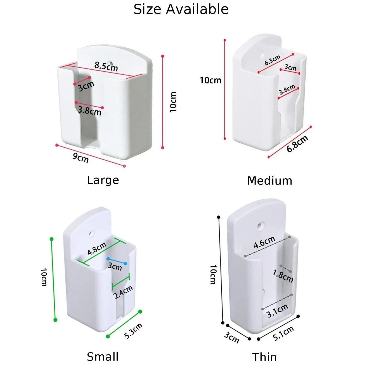 Suporte de controle remoto para ar condicionado, caixa de armazenamento de parede, universal, branco, sem perfuração, suporte para celular, caixa de