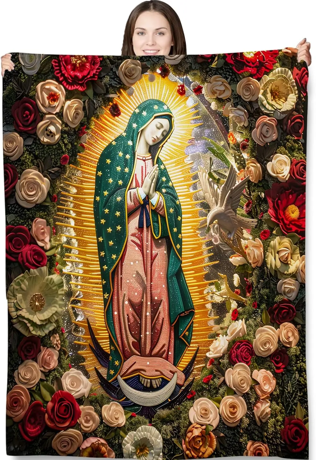 

Throw Blanket for Adults Kids, 50x60 in, Guadalupe Theme Flannel Blankets for Bedroom, Home Decor, Fuzzy Soft Cozy Warm Gifts