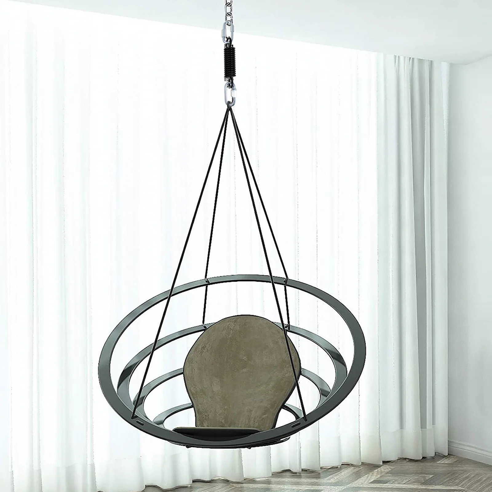 

1 set 1 Set Hammock Spring Kit 360° Rotatable Heavy Duty For Swing Chair Porch Outdoor Hanging Sandbag Fixing Metal Spring