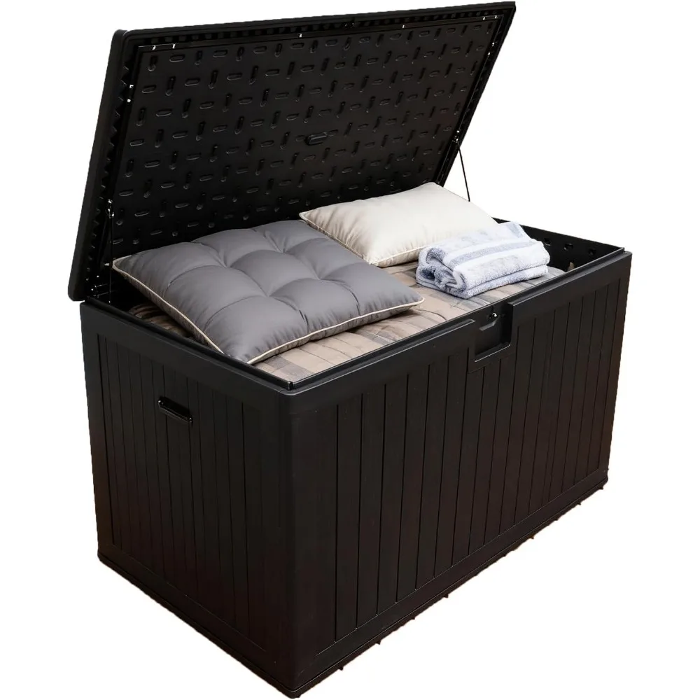 230 галлонов, водонепроницаемый ящик для хранения на открытом воздухе, очень большой пластиковый ящик для наружной террасы, устойчивый к атмосферным воздействиям, полимерный ящик для хранения патио с замком