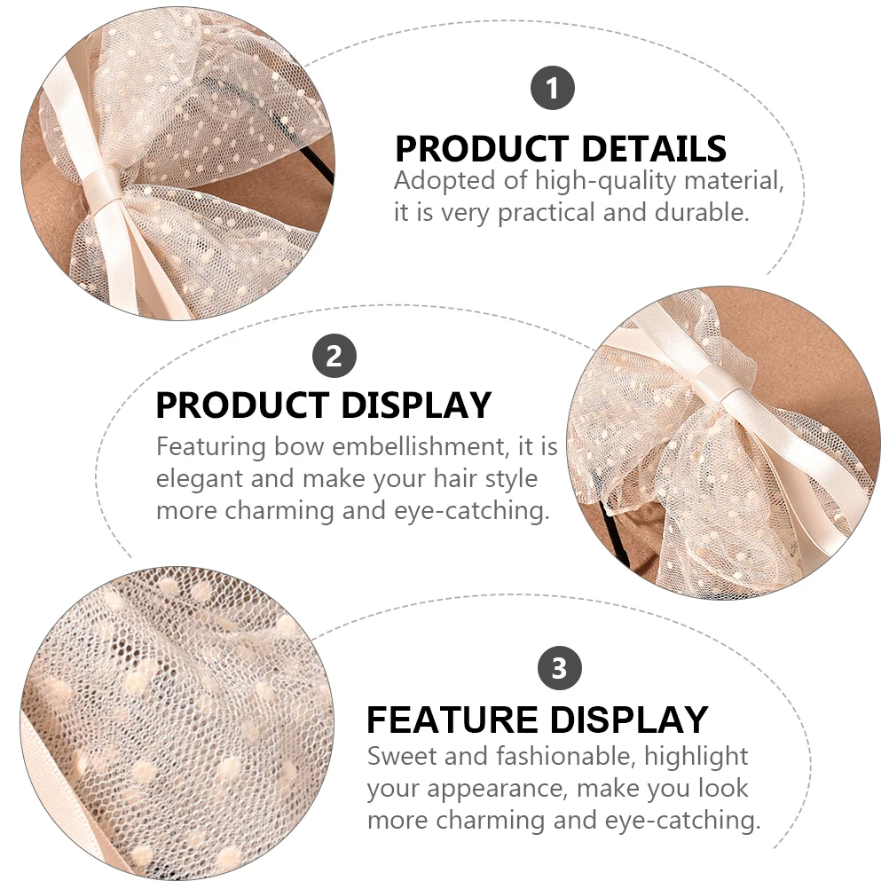 

Stylish Bowknot Headband For Women Large Mesh Bow Hairband Elegant Durable Premium Wide Headpiece Charming Wedding