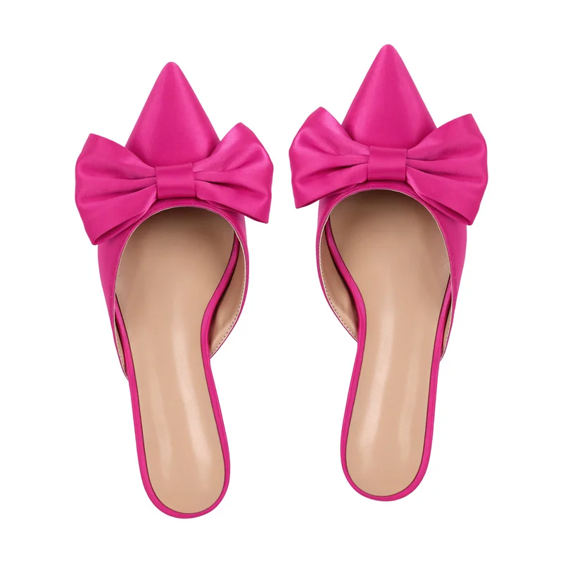 Onlymake Women Mules Pointed Toe Butterfly-knot Plus Size Shoes