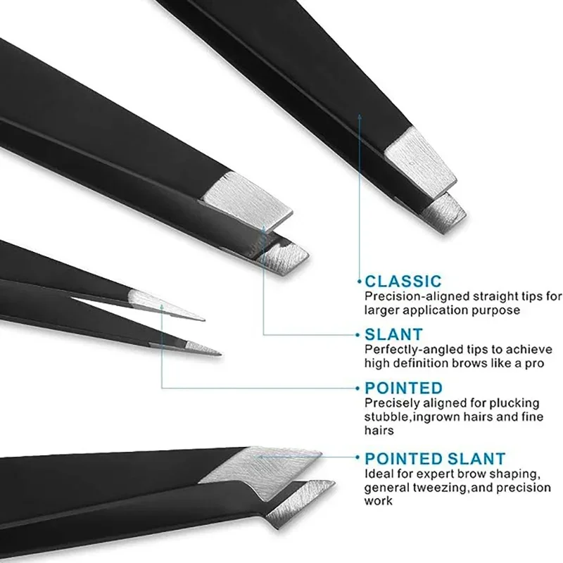 Ouriner Pinzetta per sopracciglia Capelli colorati Bellezza Estrattore per peli fini Clip per sopracciglia inclinate in acciaio inossidabile Strumenti per il trucco per la rimozione