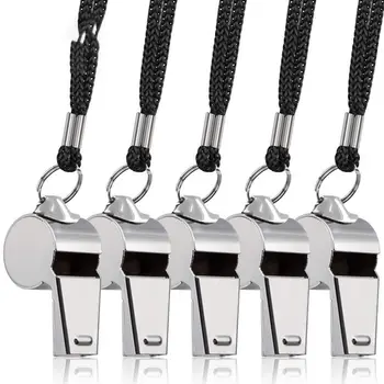 プロのリファリースポーツホイッスル、loudメタル、ロープ付きサッカー、滑らかな耐摩耗性、ステンレス鋼、ラグビー