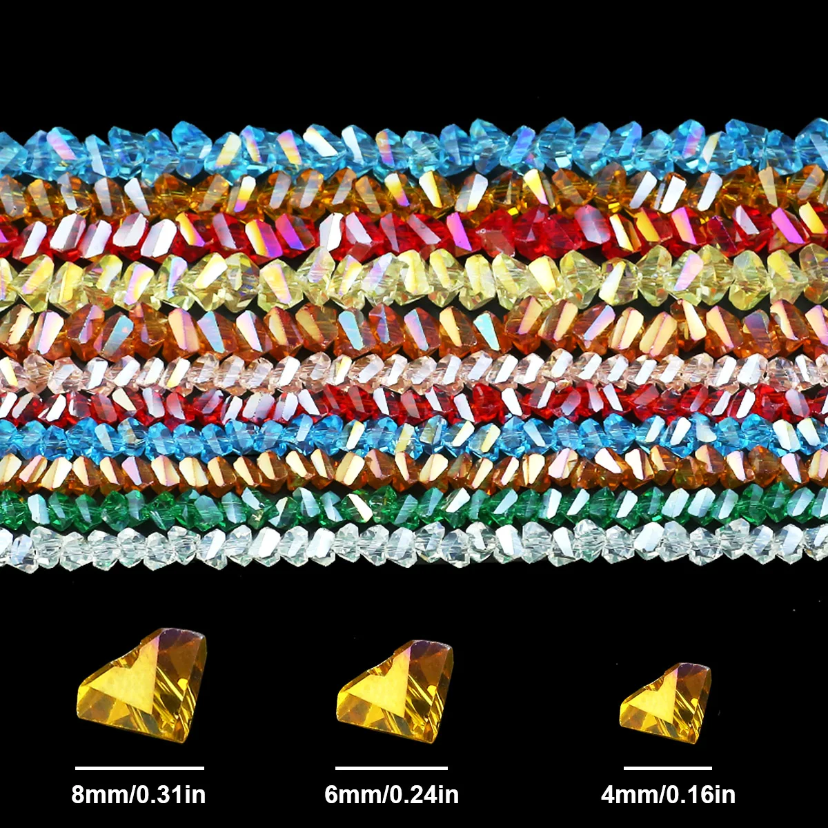 Multicolor Triangle Austrian Crystal 4/6/8mm Glass Spacer Loose Beads For Jewelry DIY Earrings Bracelets Pendants Accessories