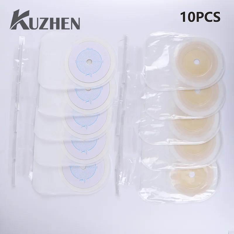 

10pcs Drain Valve One-piece System Colostomy Bags For Adults Disposable Colostomy Pouch Opening With Clip Closure