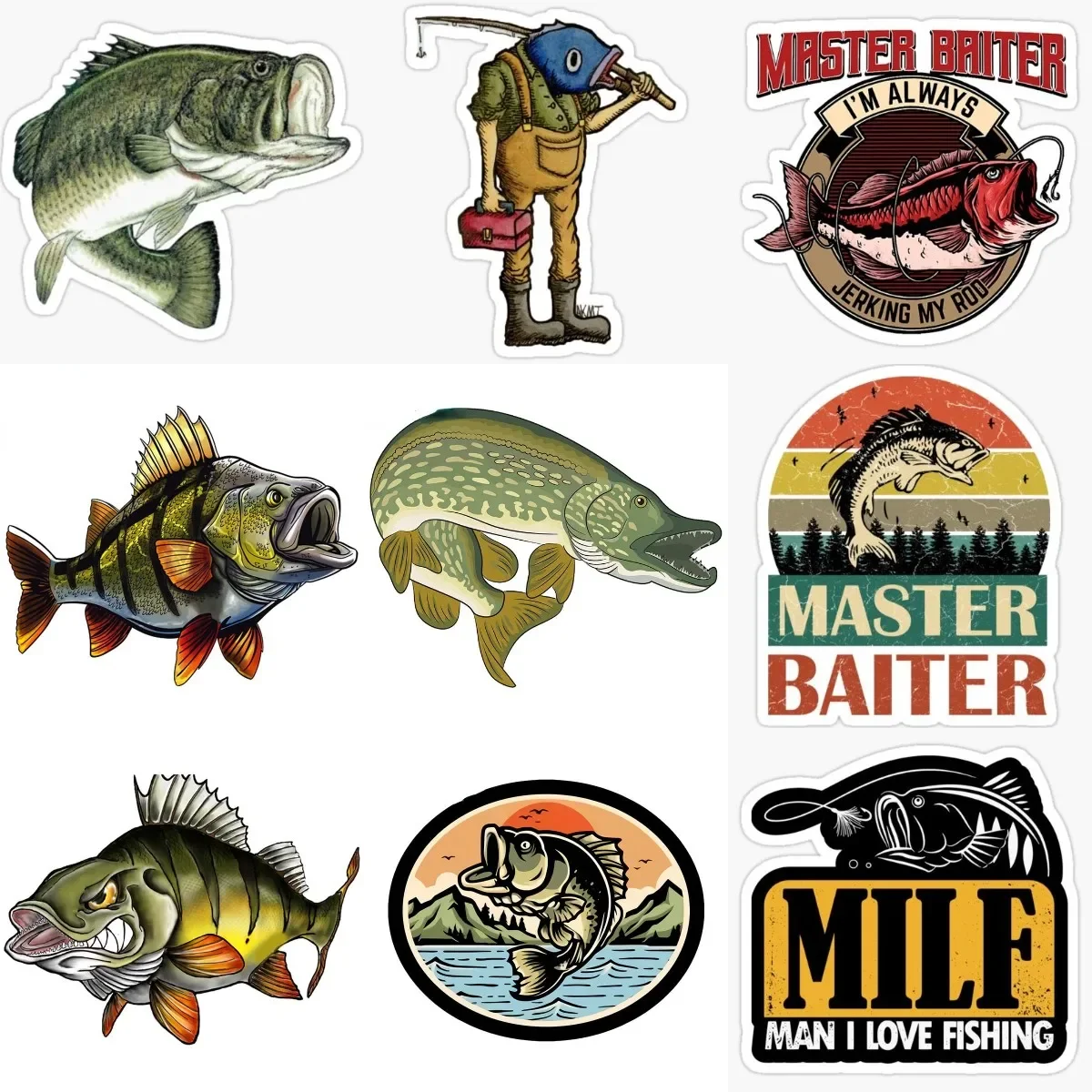 

Creative I Love Fishing Fish Bass Perch Emblem PVC Waterproof Sticker for Decorate Motorcycle Truck Window Car Laptop Window Van