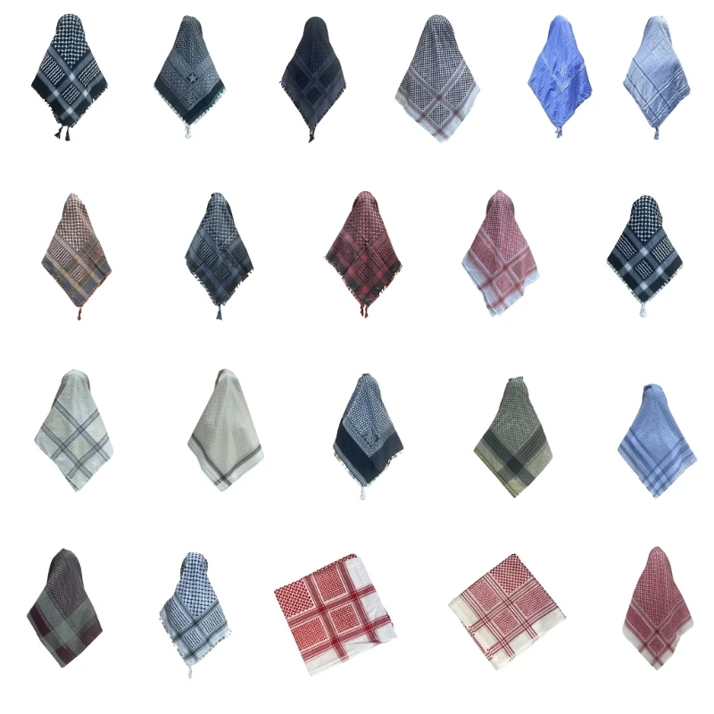 Ethnic Arab Scarf Shemagh Head Scarf Ethnic Arabian Neckerchief Breathable Keffiyeh Headwrap Hijab Scarf Headcovering