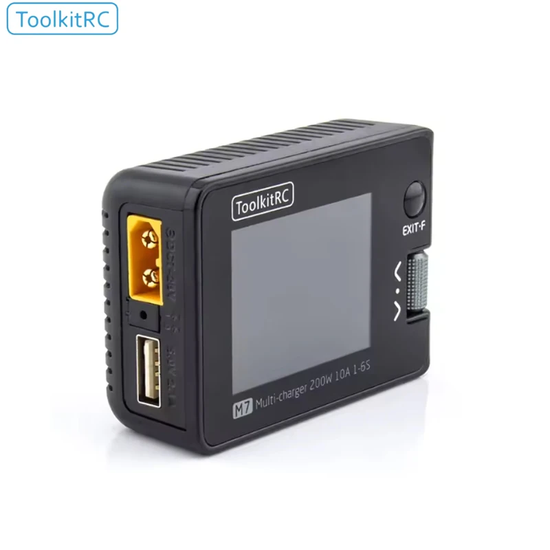 ToolkitRC M7 DC Balance Charger - 200W 10A 1-6S Lipo IPS LCD Voltage Servo ESC Receiver Tester RC Accessory