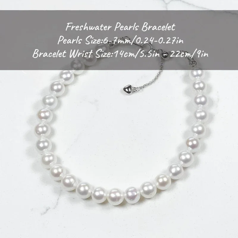 MYSOYA سوار لؤلؤ المياه العذبة البيضاء 6-7 مللي متر مع صندوق هدايا لها/عيد ميلادها/زفاف/عيد الميلاد/هدية السنة الجديدة