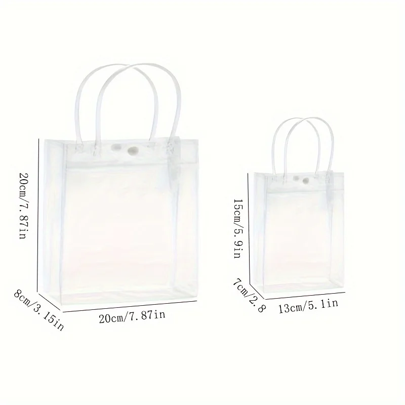 18pcs 5.9*5.1*2.8in Reusable PVC Gift Bags with Handles - Clear, Durable Tote for Halloween, Christmas, Weddings & Birthdays