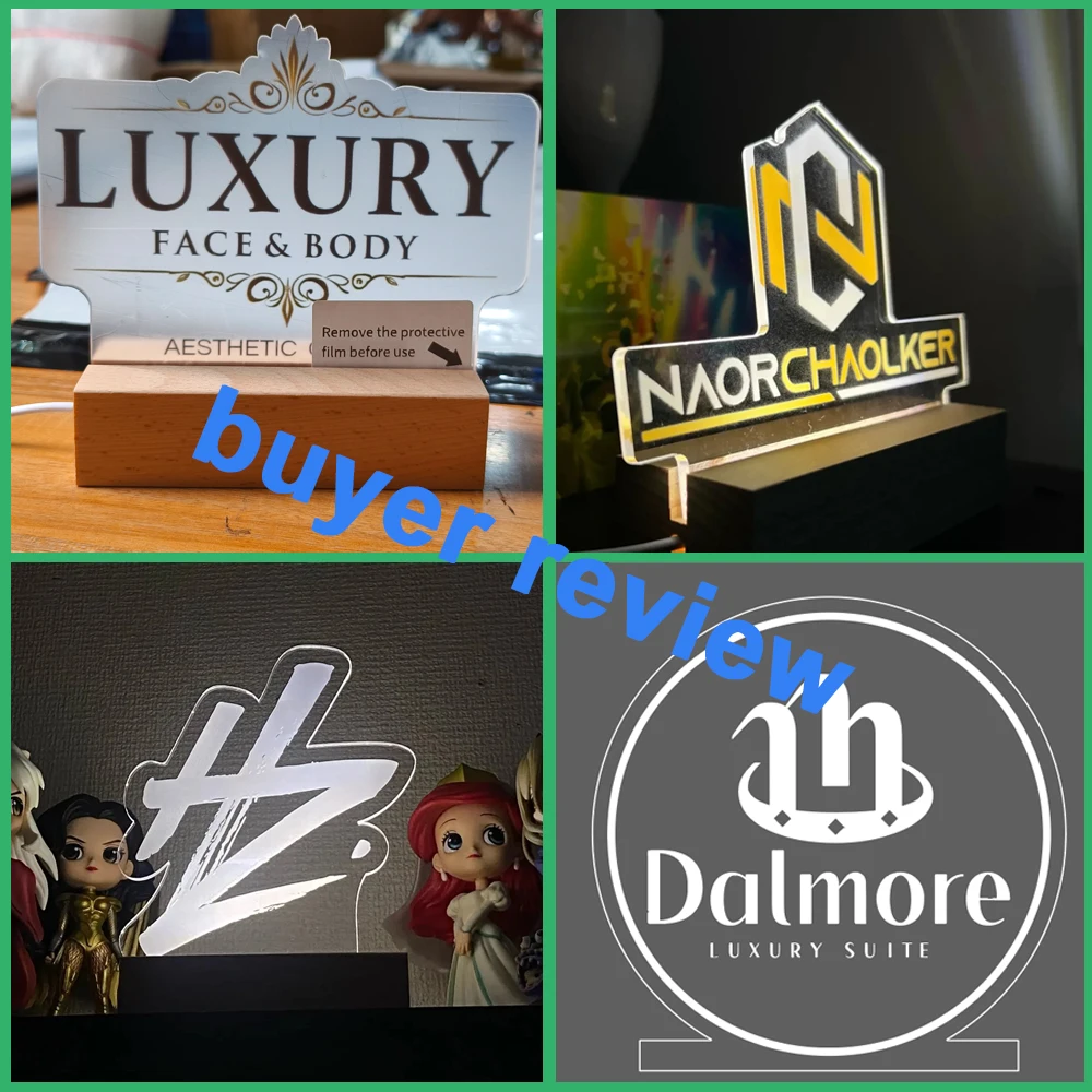 Custom Acrylic LED Business Sign Company Logo Desk Display Printed Acrylic Plaque Office Decor QR led logo Corporate Gifts - Image 2