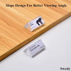50x25mm Supermarket Small Ticket Label Holder Acrylic Price Label Paper Holder Tag Mini Acrylic Sign Holder Display Stand
