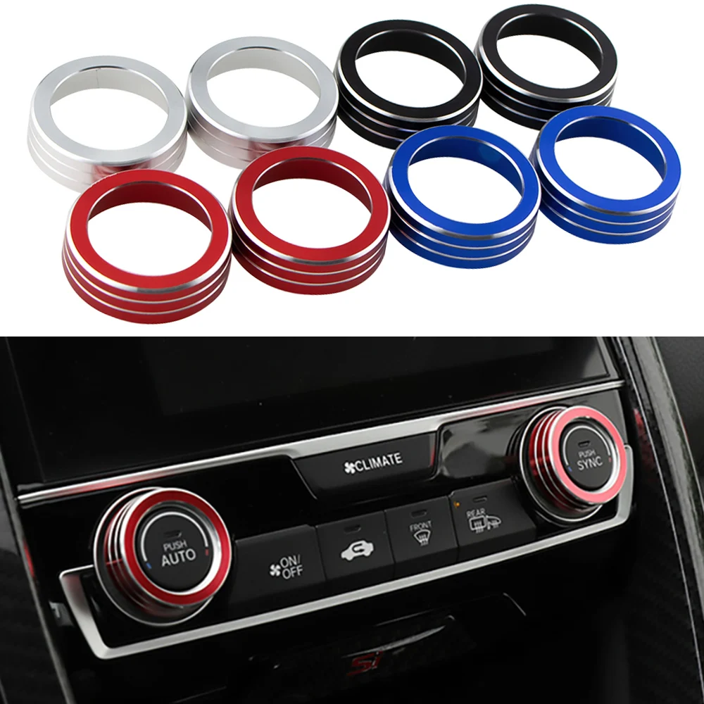Car AC Switch Buttons Cover Trim for Honda Civic 10th Gen 2016 2017 2018 Control Knob Ring Decorative Sticker Accessories