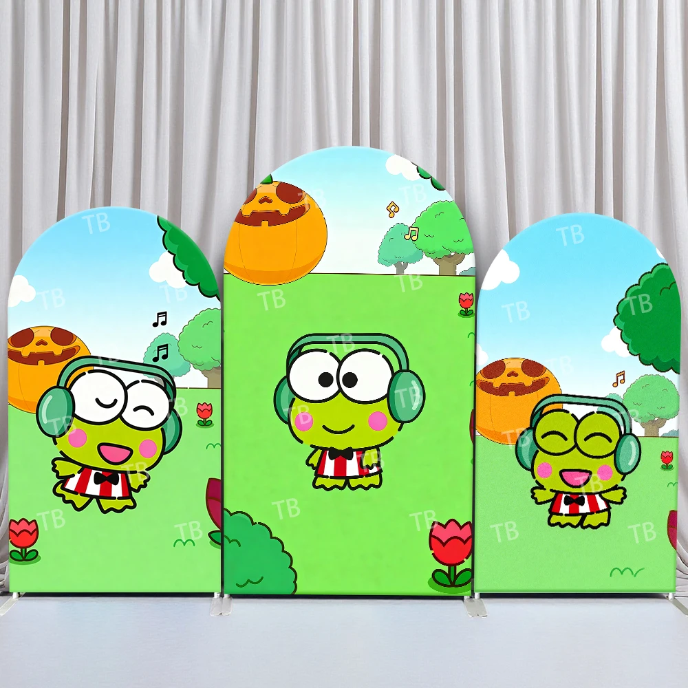 

Sanrio Keroppi Autumn Music Fun Style Arch Backdrop Cover Cheerful Festive Scene For Kids Birthday Baby Shower Photo Booth Decor