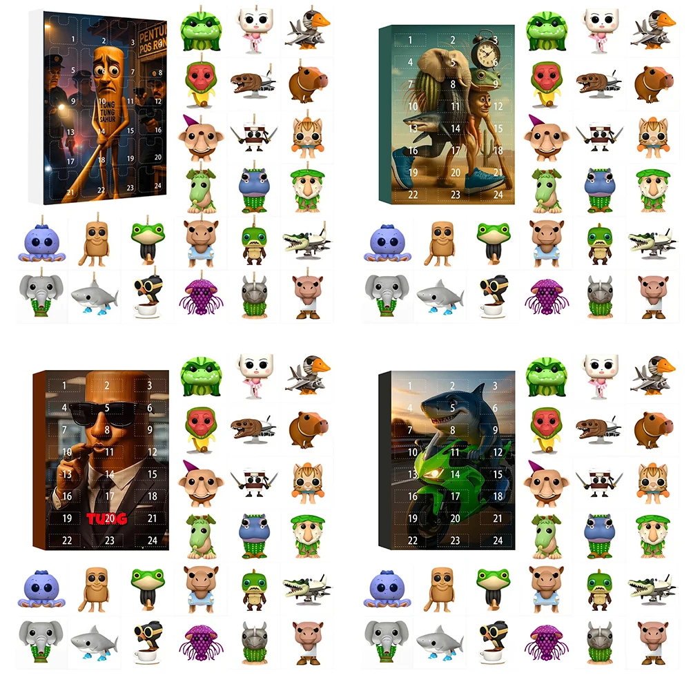 

24PCS Italian Brainrot Tung Sahur Figure Blind Bags Tralalero Figures Acrylic Keychain Pendant Funny Model Game Collections Gift