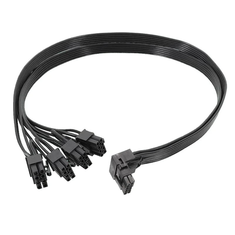 4XCPU 8Pin To 16Pin Male Graphics Video Card Extension Cable PCI-E 5.0 12VHPWR RTX4090 Elbow Adapter Cable Black