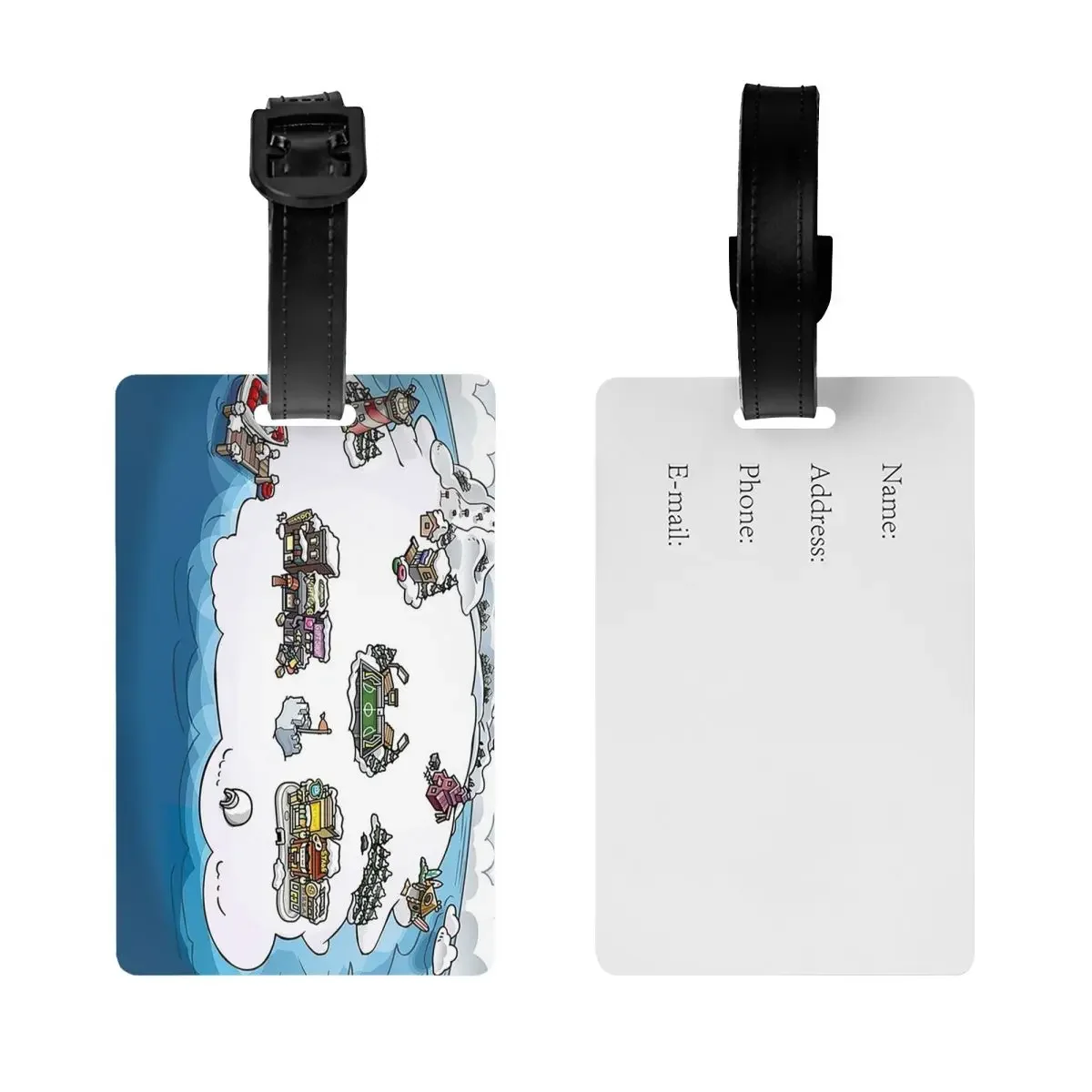 Club Penguin Map Luggage Tags Suitcase Accessories Travel Cute Baggage Boarding Tag Label Holder ID Name Address