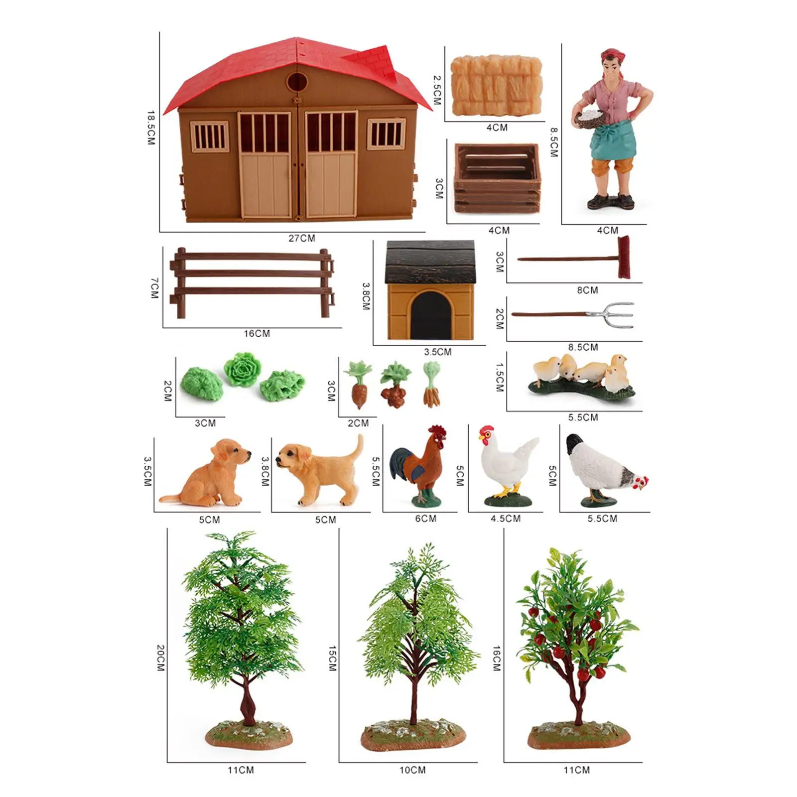 Juego de Figuras de Animales con Figura de Mujer Campera, Herramienta Educativa Temprana para Niños y Niñas en Preescolar de 3, 4, 5, 6 y 7 Años, Adorno