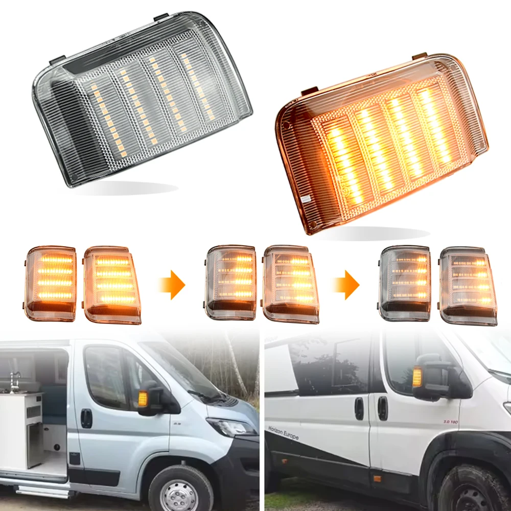 Fit for RAM PROMASTER 2006-2019 Dynamic LED Flowing Turn Signal Side Mirror Lights Indicator Lamp 68374916AA