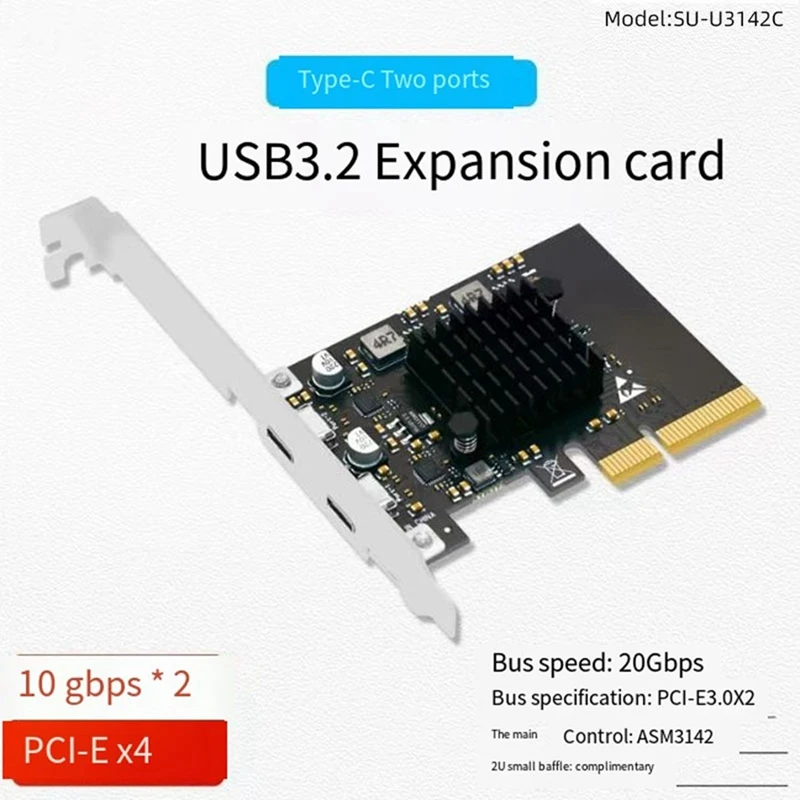 PCI-E To USB3.1Gen2 Expansion Card Desktop USB3.2 Expansion Card Type-C Interface Expansion Adapter Port Multiplier