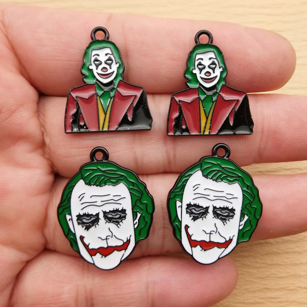 10pcs Cartoon Clown Charm for Jewelry Making Enamel Necklace Earring Bracelet Pendant Diy Accessories Alloy Metal Black Plated