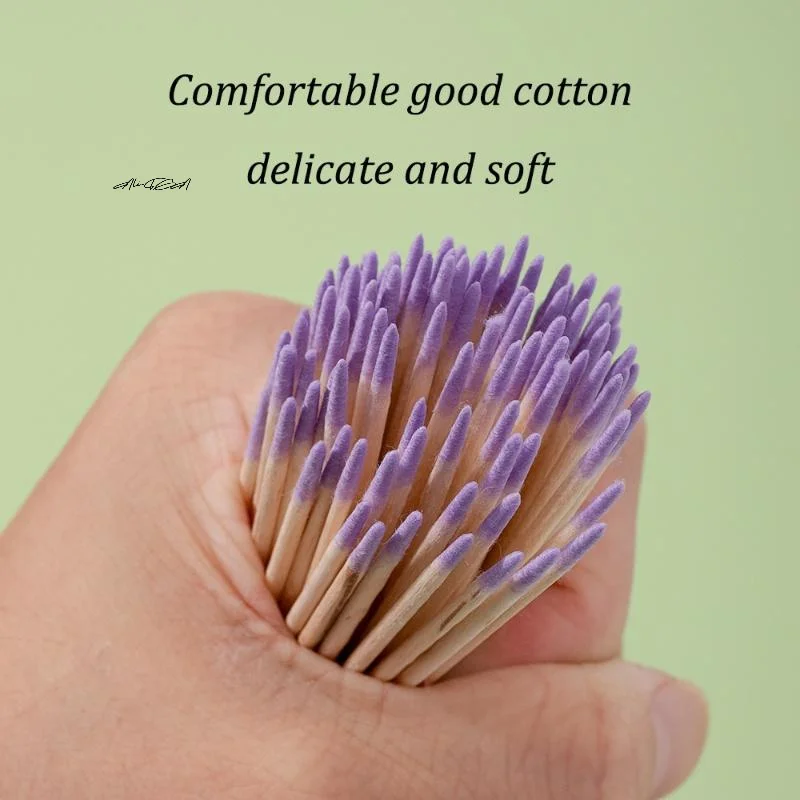 الأرجواني مسمار مزدوج الرأس مسحة خشبية تنظيف العصي 100/200/300/500 قطعة المزدوجة يميل القطن رئيس مزيل طلاء الأظافر