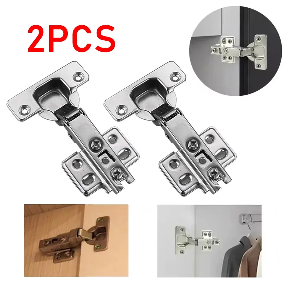 2Pcs Cabinet Hinges Steel Hydraulic Door Hinge Damper Buffer Soft Closing for Kitchen Cupboard Furniture Furniture