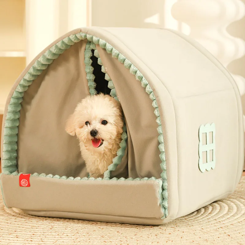 

Winter Pet Bed Foldable Dog House Sleep Kennel Removable Nest Warm Enclosed Cave Sofa Big Pet Caseta Perro House Accessories