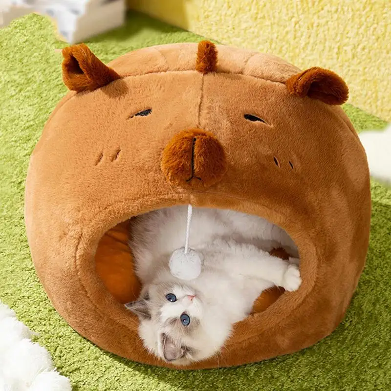 Pets Tent Cozy Cave Nest Deep Sleep Comfort In Winter Cat Bed Iittle Mat Basket Capybara Design Small Dog House Products for pet