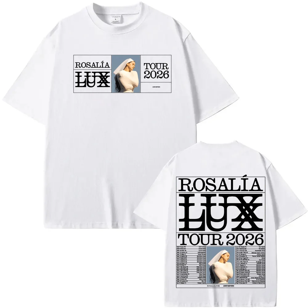 ROSALIA LUX tour 2026 T-SHIRT 2026 ROSAIA Same As Official Website High Quality Tee-shirt 100%Cotton Harajuku Round Neck TEES