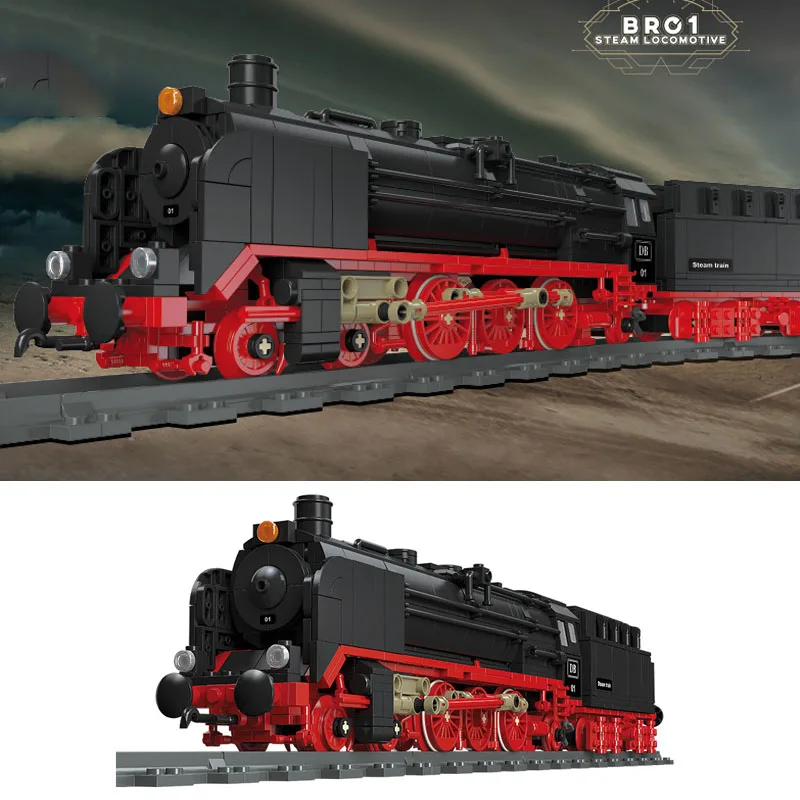 1173 Uds. Tren de vapor creativo Retro, bloques de construcción, vía férrea de ciudad, tren, montar ladrillos, decoración de escritorio, regalos para niños