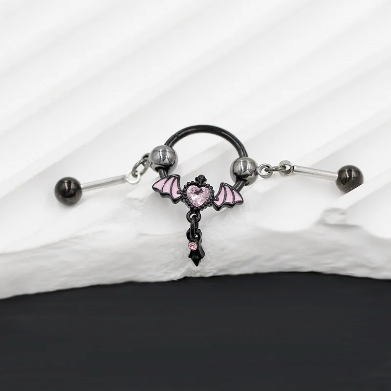 Piercing Stainless Steel Ear Spike Bat Ear Bridge Piercing Ornament Nose Ring Closed Loop Earrings Halloween Dress Up Ornament