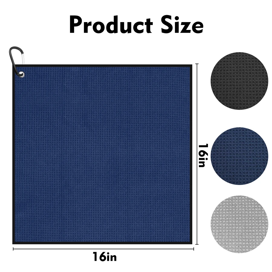 Microfiber Golf Towel With Carabiner Clips Waffle Cleaning Towels for Golf Club,Towels For Gym Fitness Running Cycling Fishing - view 4