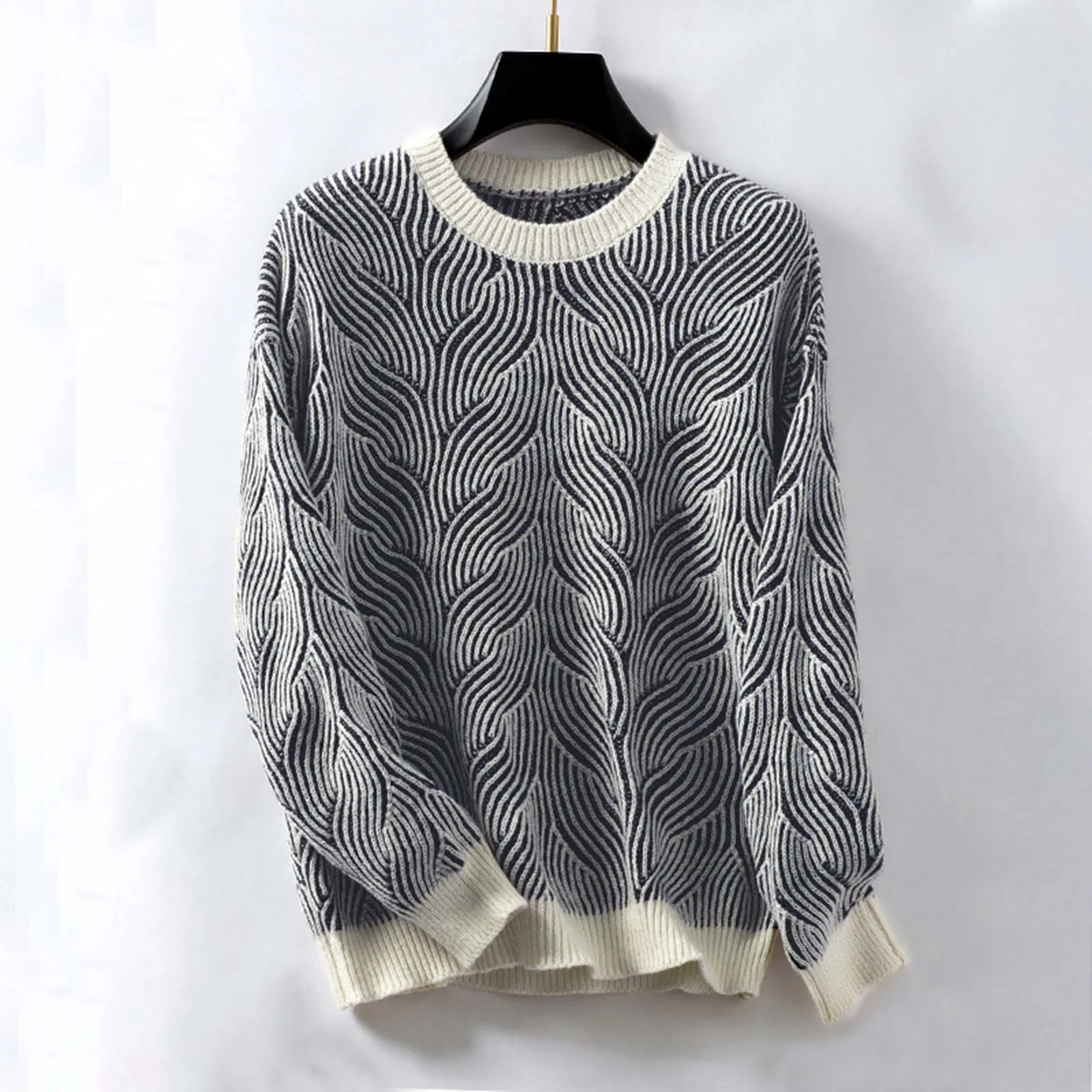 Korean Striped Pullover Sweater Bottoming Shirt Lady's New Fall and Winter Design Loose Casual Knitwear Sweaters Vintage Clothes