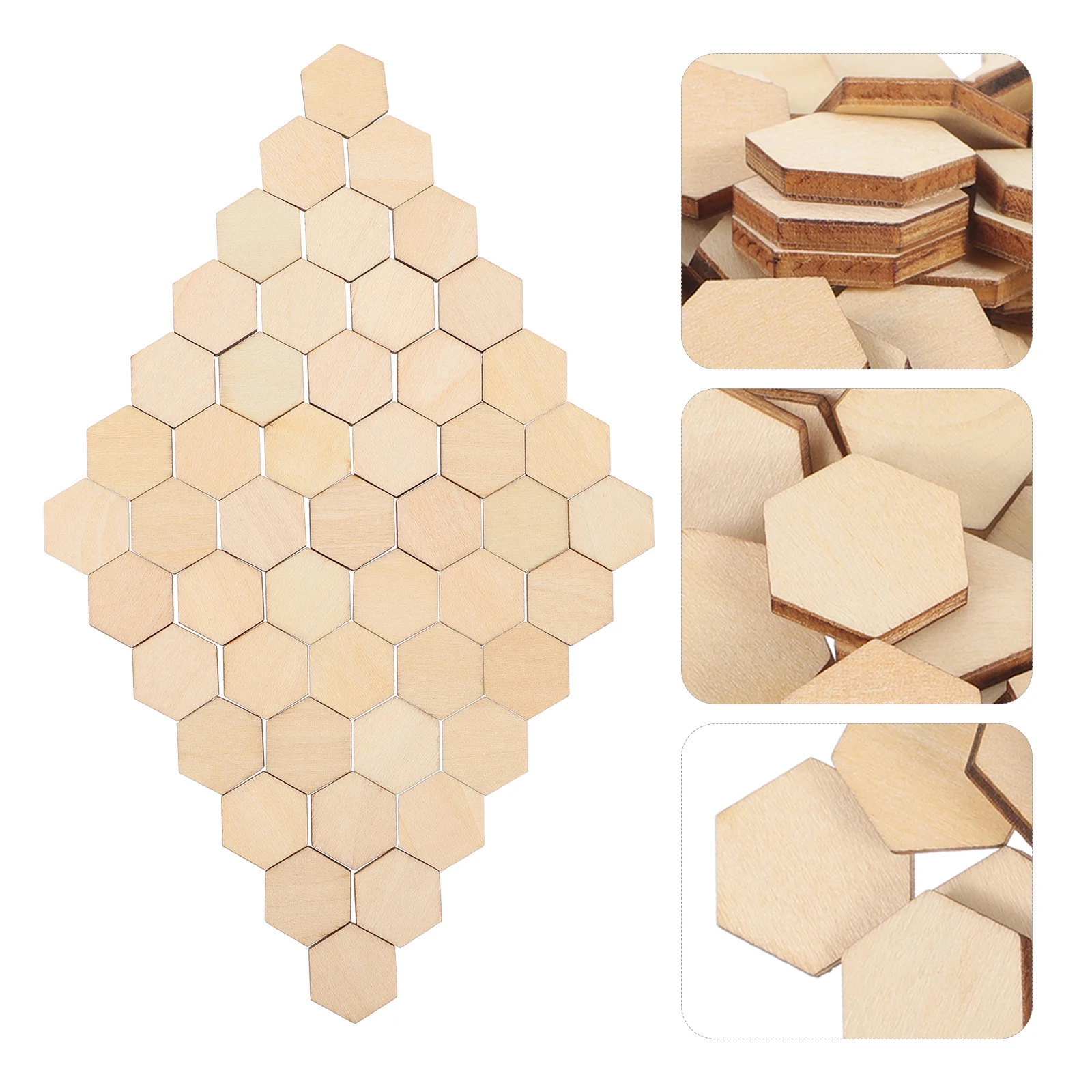 

100pc 17.5Mm Beech Wooden Hexagonal Pieces Ornaments Durable Smooth Diy Crafts Decorations For Wedding Birthday Christmas