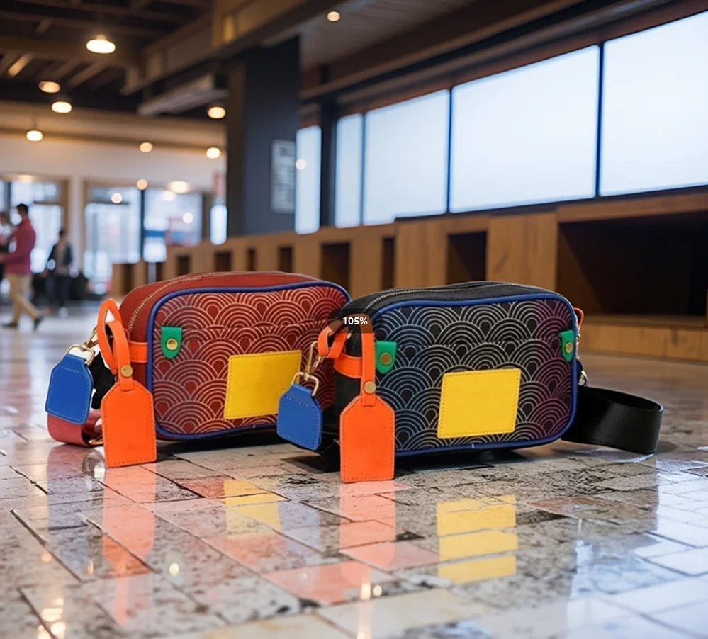 Women's Gradient Camera Bag College Students Fashion Printed Shoulder Bag Couples Colorful Metal Head Square Canvas Bag