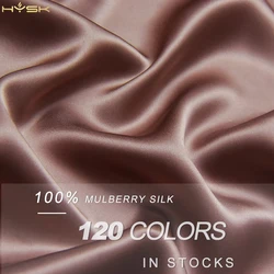 HYSK-tessuto di raso di pura seta, multicolore tinta unita monocromatico, cucito fai da te, materiale di seta da sposa, biancheria da letto Cheongsam, 100% materiale